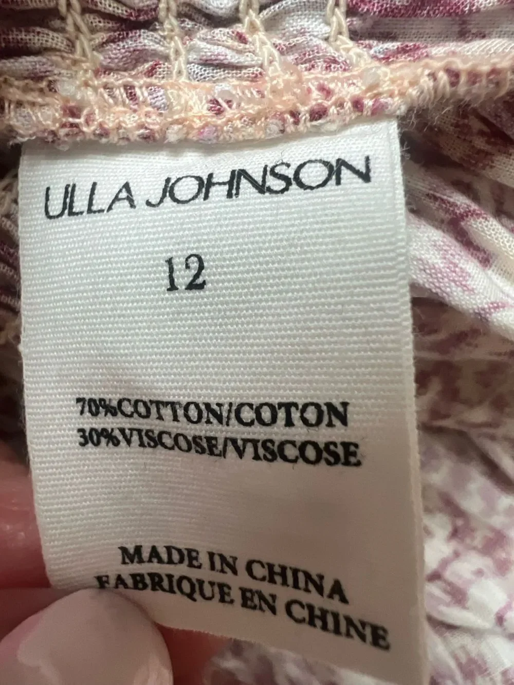 Ulla Johnson Warner Blouse Meadow Puff Sleeve Ruffle Stretch Waist Size 12